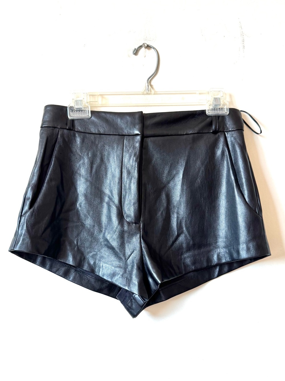 Amanda Uprichard X Revolve Sz M Black Kelso Faux Leather High Waisted Short